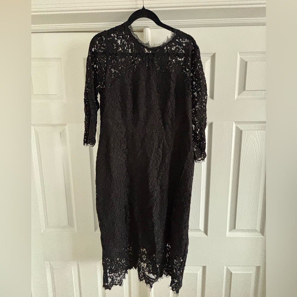 J. Crew | Black Lace Dress with Bow Detailing, Size 16